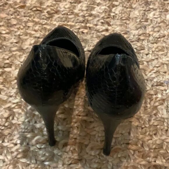 Kathryn Amberleigh Black Snake Platform Leather Heels 9.5 - Picture 7 of 8
